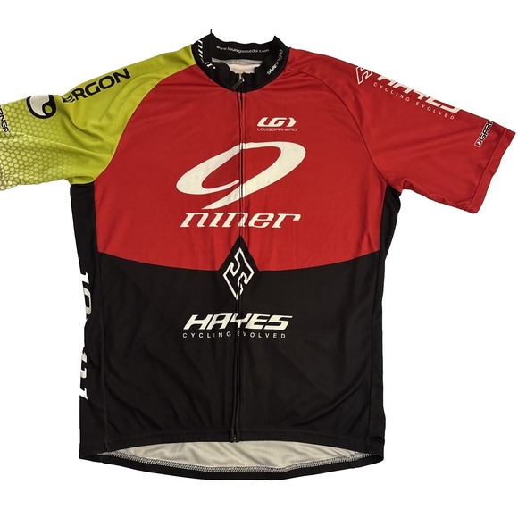 Niner Hayes Louis Garneau Mens Cycling Jersey Short Sleeve Red Black Yellow - Picture 2 of 16